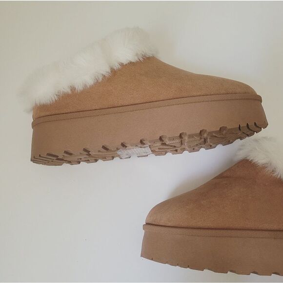 Boutique Platform Fur Lined Slip On Slipper Shoes Size 10 - Picture 6 of 7